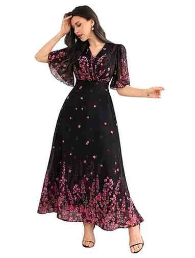 Women's Georgette Dresses Floral Printed One Piece